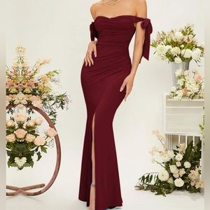 SHEIN Burgundy Evening Gown Dress